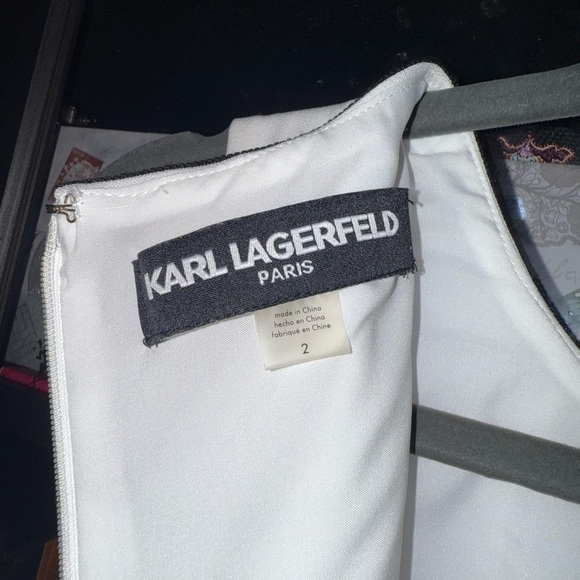 Karl Lagerfeld Paris Contrast-bow Trim Flounce Dress - Picture 3 of 9